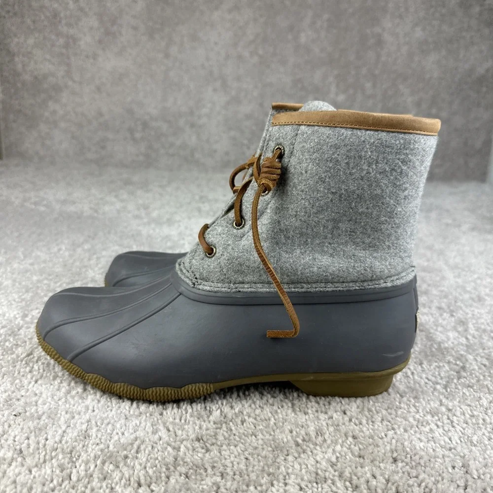 Sperry Duck Boots STS82475 Womens 10 Grey Wool Zip Lined Winter Rain‎ Snow Boots